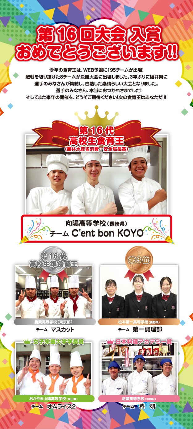 第16回食育王決勝大会結果